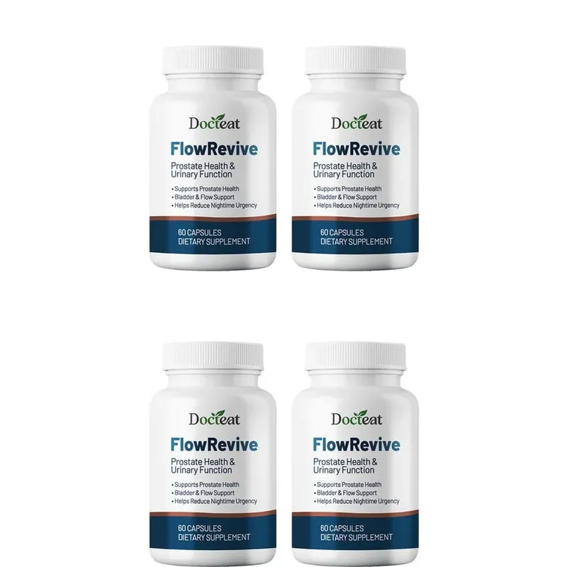 Docteat FlowRevive prosztata- és vizelettámogatás kapszula Saw Palmetto tökmaggal és Pygeum kéreg kivonattal - 60 kapszula