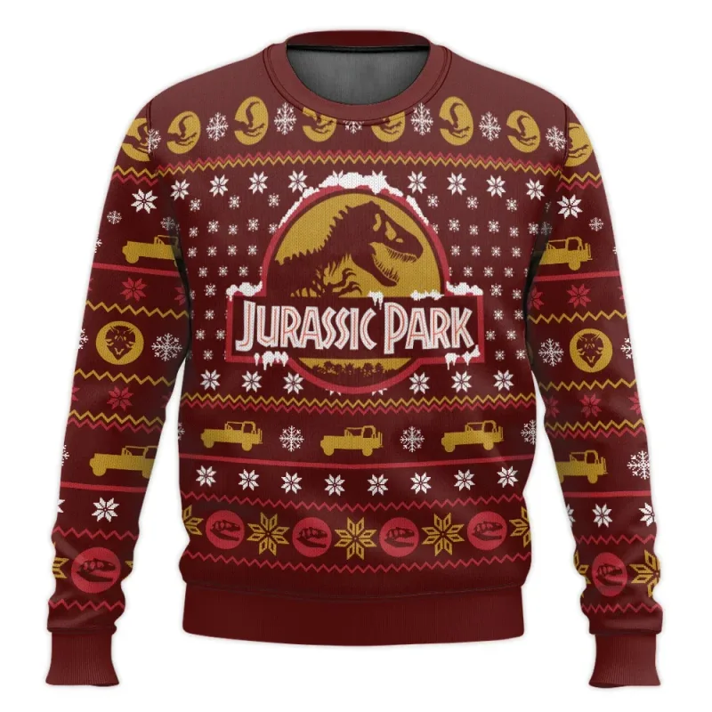 Jurassic Park Dinossauros Feliz Natal Roupas Presentes Suéteres de Papai Noel Moletons masculinos e femininos 3D Festa de outono e inverno