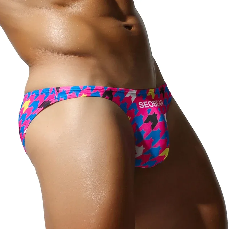 Men's Low-Waist Triangle Pants with Pouch Fashionable Bird's Eye Design Comfortable Underwear for Men