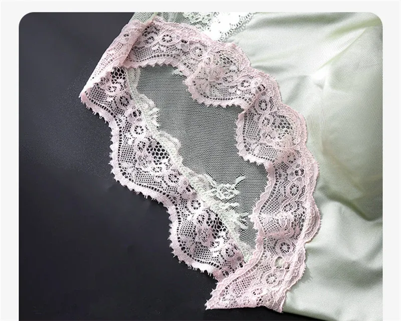 adults 18 plus size men's underwear Ice silk cuecas masculino 3D convex bag cueca color blocked lace mesh calzoncillos hombre — image 16