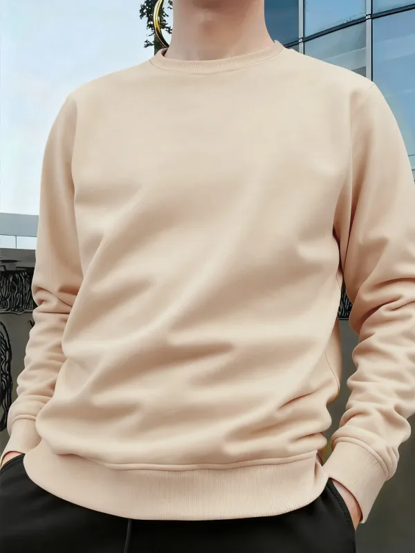 Men's Crew Neck Pullover Solid Color Large Sweatshirts Spring Autumn Outdoor Jogging Tops Men Casual Hoodies Streetwear — image 4