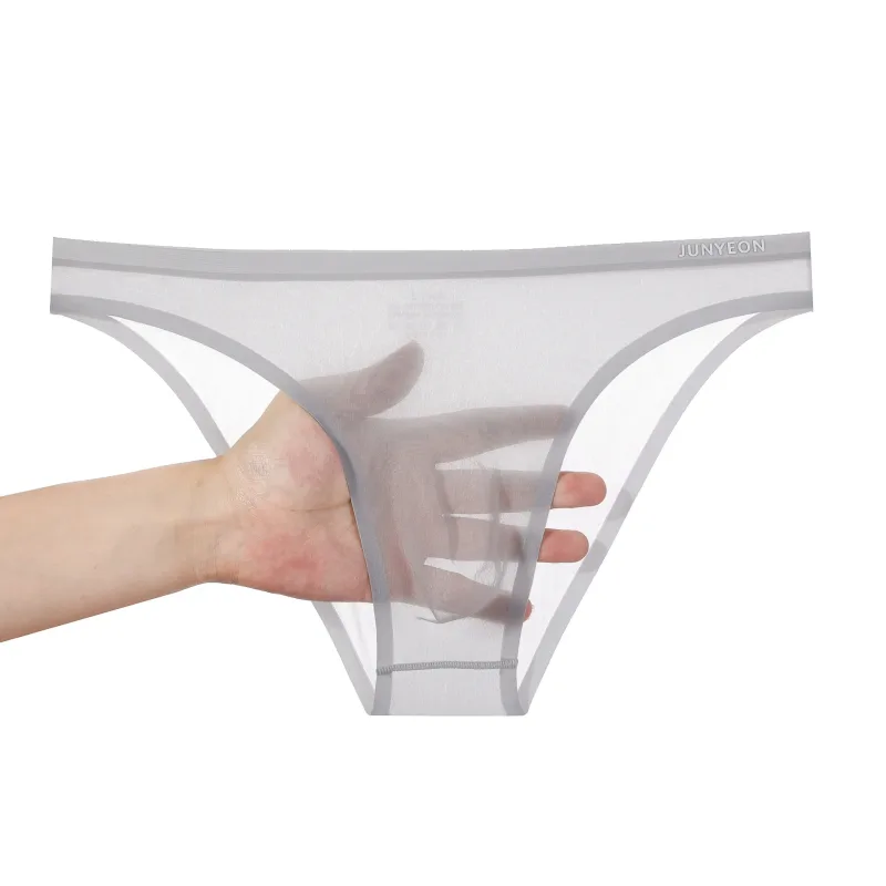 Sem costura de secagem rápida cuecas masculinas cor sólida seda gelo ultra-fino cuecas sexy respirável 3d bolsa calcinha — image 35