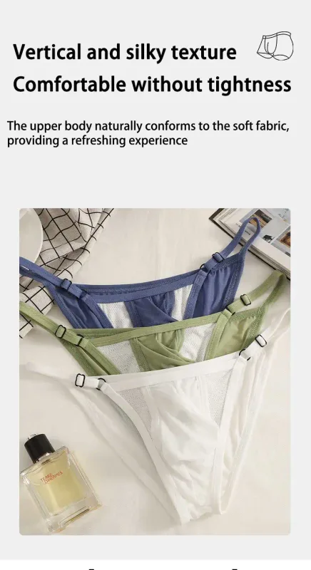 Cuecas masculinas de seda gelada com frente aberta e cintura ajustável – roupa íntima respirável sexy de verão para ajuste confortável — image 11