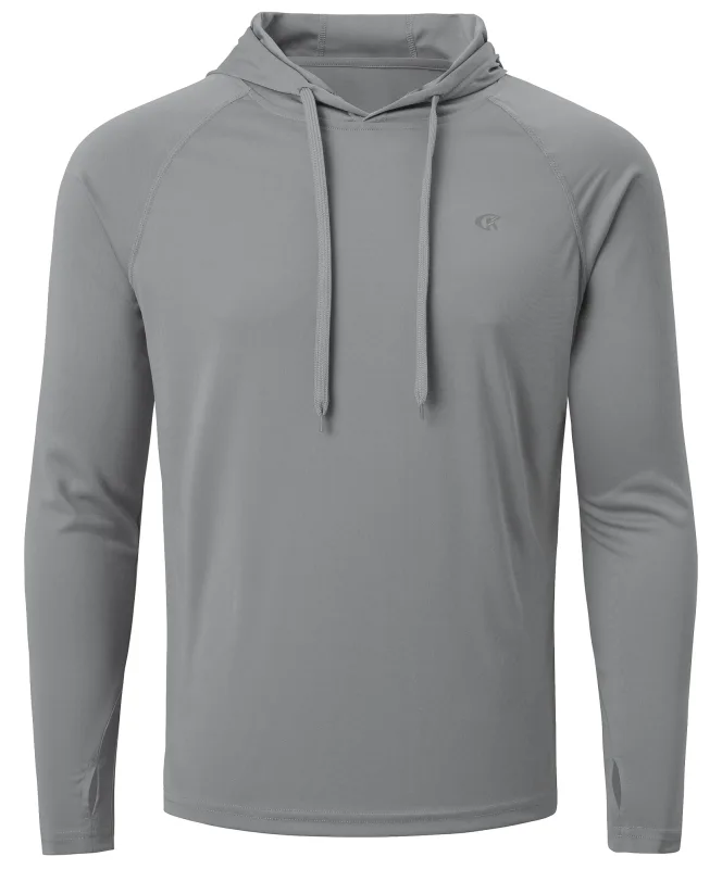 Camiseta masculina de verão com manga comprida UPF 50+ com capuz Rash Guard Camiseta de secagem rápida para esportes ao ar livre pulôver de corrida — image 14