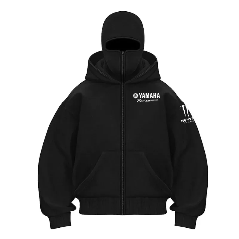 Máscara de ciclismo de algodão com logotipo da Yamaha, moletom com capuz com zíper, masculino e feminino, outono e inverno, novo estilo, moda casual, retrô, ciclismo — image 14