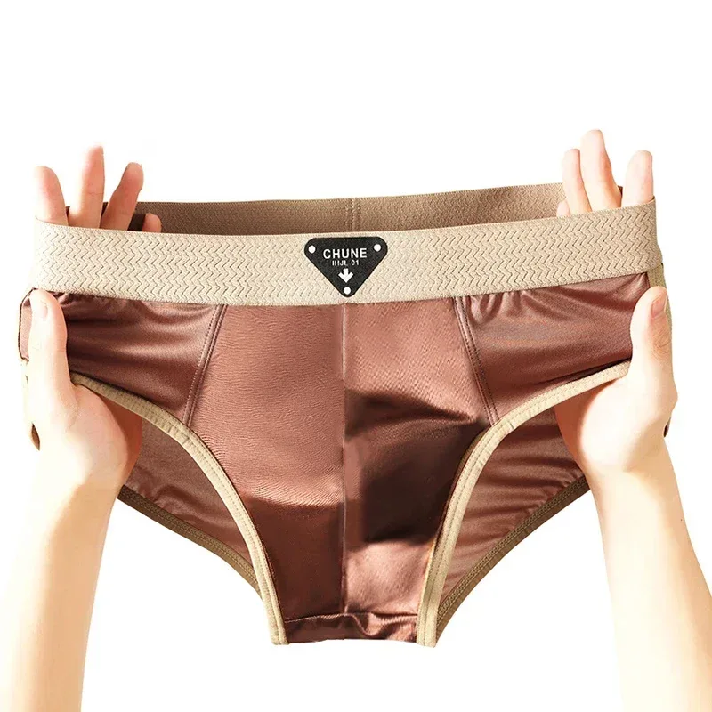 1/3 STK Herrbyxor Ice Silk Satinliknande underbyxor Herrkalsonger Sommar andas snabbtorkande trosor Sexiga U-påse underkläder — image 10