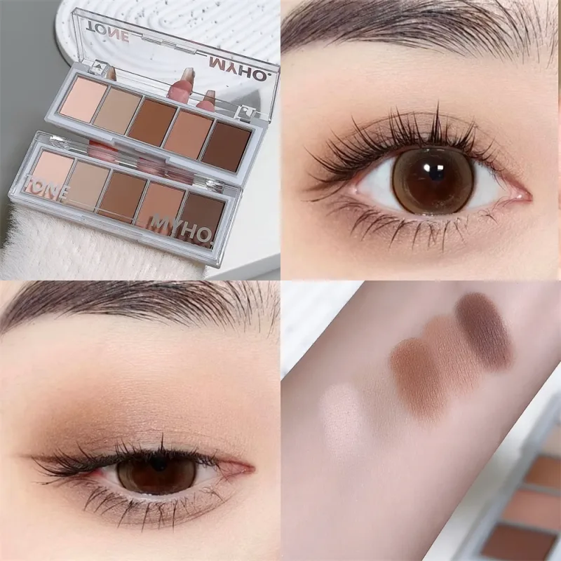 5-color Eyeshadow Palette Matte Natural Brown Portable Bronzers Cosmetic Contouring Shadow Earth Color Eye Shadow Makeup Palette — image 9