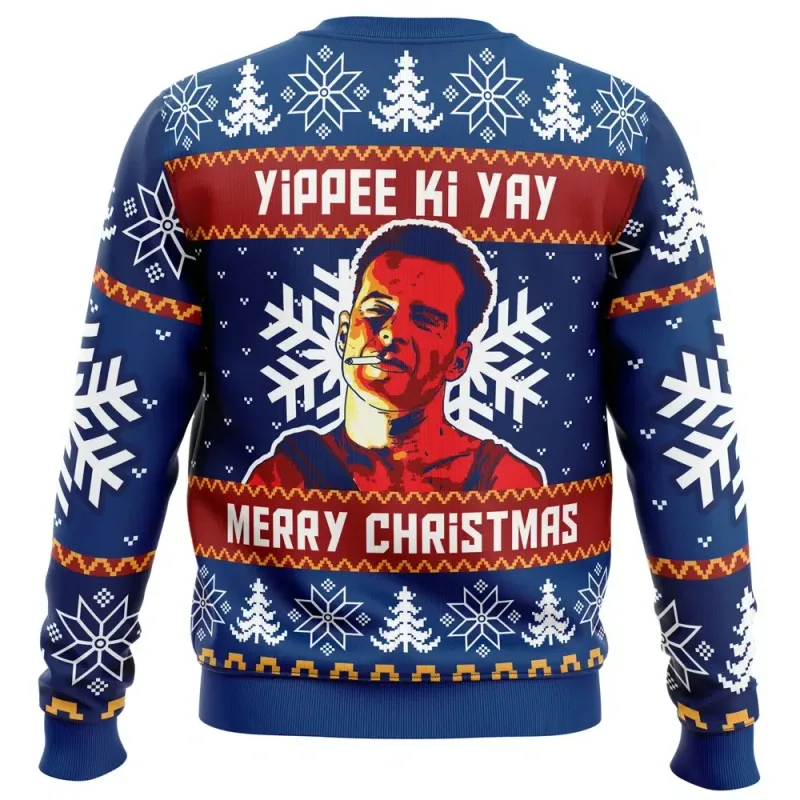 Yippee Ki Yay Die Hard Print Masculino Feio Natal Crewneck Moletom Macio Confortável Estilo Relaxado Plus Size Outono Inverno — image 6