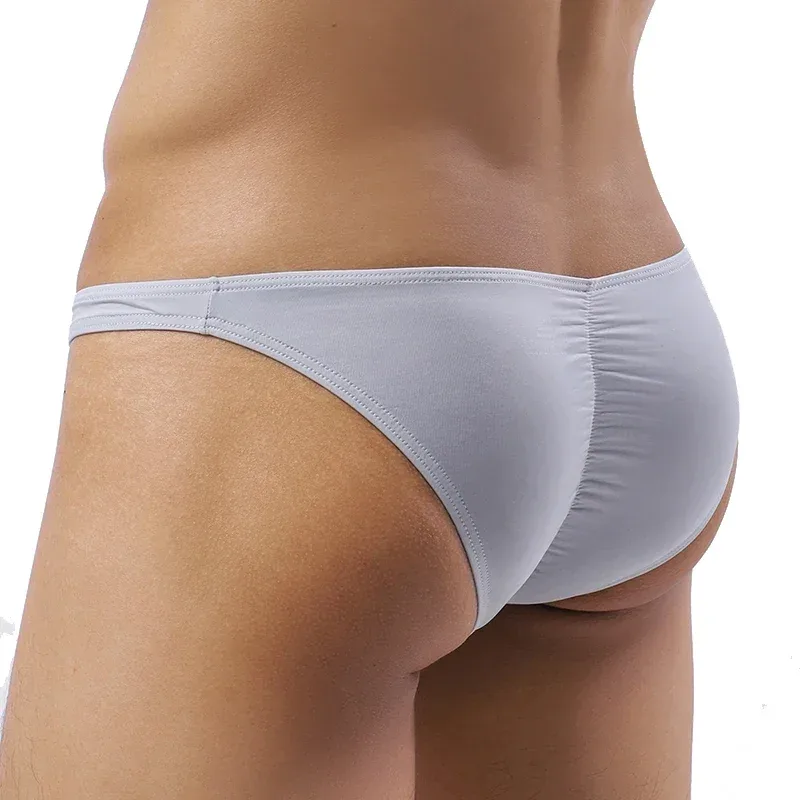 Sexy Men's Underwear Elastic Ice Silk Briefs Ultra-Thin Low Waist Panties — image 13