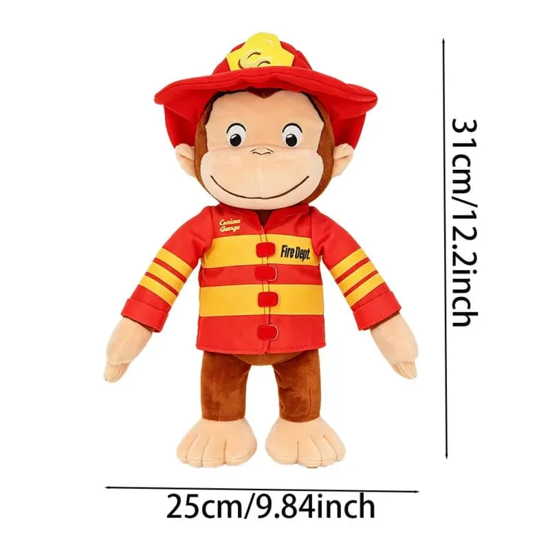 Νέο Anime Fire Dept Fireighter Curious George Plush Cute Baby Curious George Monkey Λούτρινα μαλακά ζώα Παιχνίδι κούκλας μαξιλαριού βελούδου — image 3