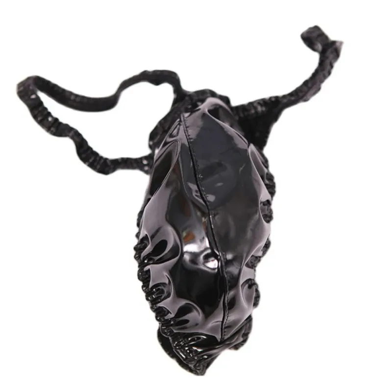 Sexy masculino pvc brilhante u convexo bolsa briefs baixo-rise g-string látex óleo gloosy sexy tanga carapaça u protuberância roupa interior — image 21