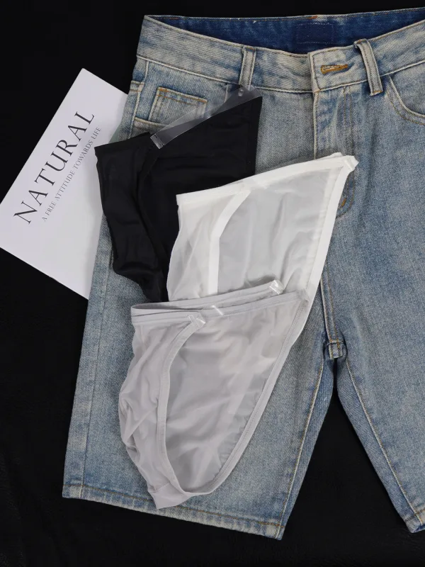 1 PCS Men's Ice Silk Mesh Sheer Ultra-Thin Cooling Briefs, Thin Transparent Waistband Hot Sale Daily Underwear Spring Summer — image 6