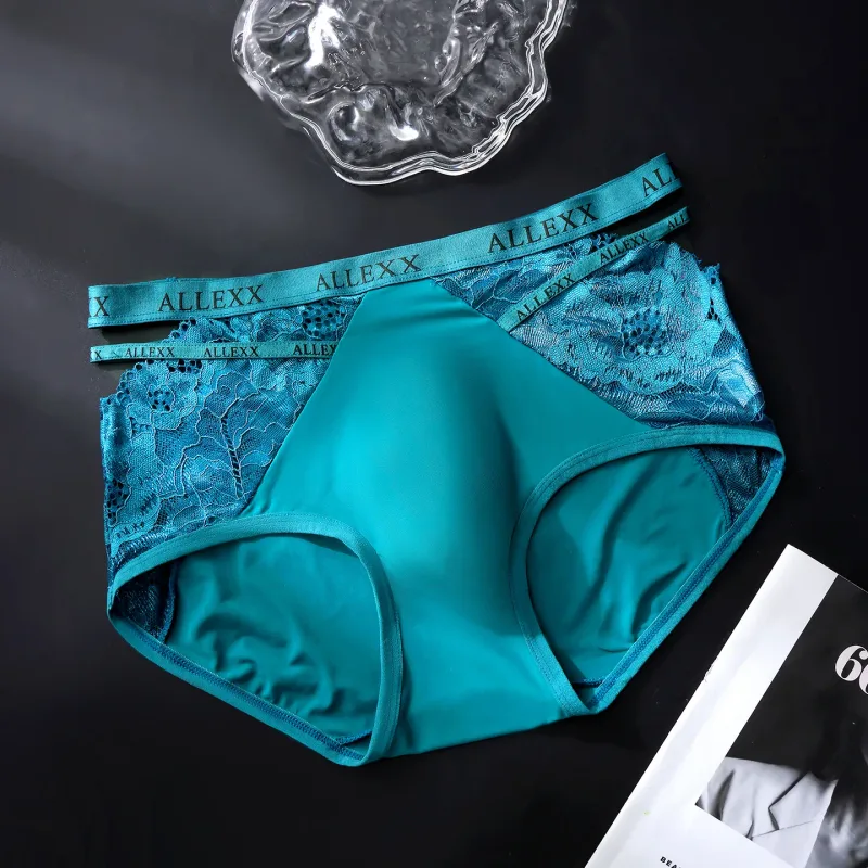 Mga Pambabaeng Panty para sa Mga Lalaki Sexy Lace Hollow Waist Briefs Breathable U Convex Pouch Underpant Soft Lace Ice Silk Splicing Underwear — image 17