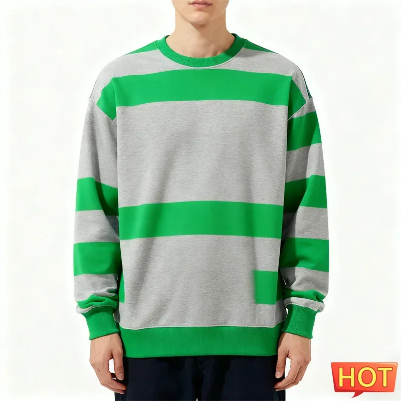Enkla randiga grafiska tröjor för män Mode trendiga långärmade 3D-tryckta fula sweatshirts Casual överdimensionerade tröjor Toppar — image 5