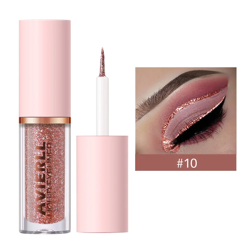 Waterproof Glitter Eyeliner Pen Eye Shadow Stick Long-Lasting Quickly Dry Diamond Shiny 10 Colors Liquid Eyeliner Big Eye Makeup