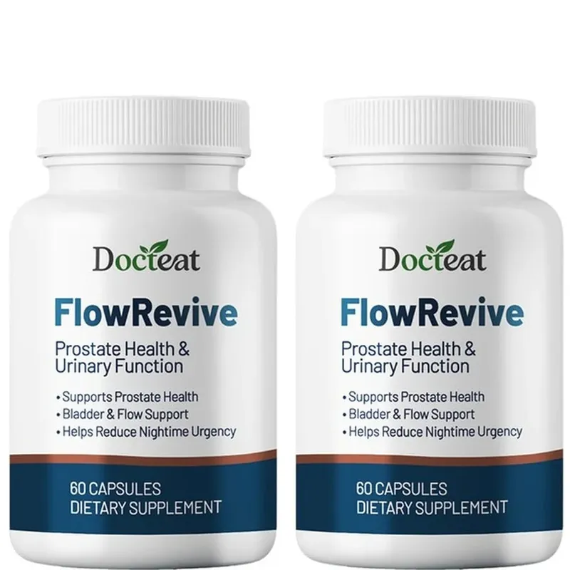 Docteat FlowRevive prosztata- és vizelettámogatás kapszula Saw Palmetto tökmaggal és Pygeum kéreg kivonattal - 60 kapszula