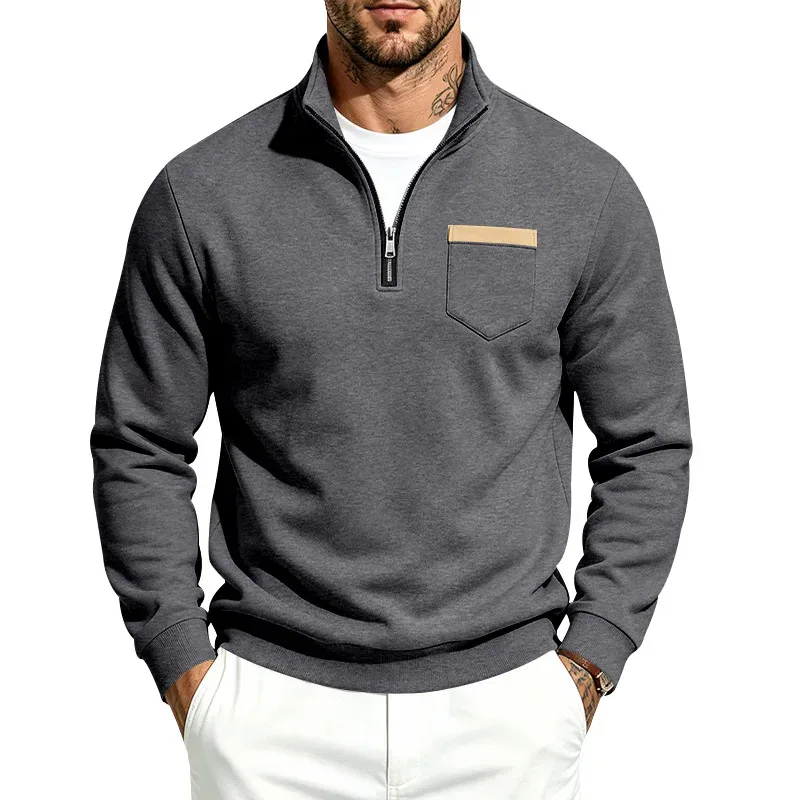 Homens 2026 outono inverno item quente velo forrado gola solta vintage moletom casual commuter moda masculina outerwear diário — image 30