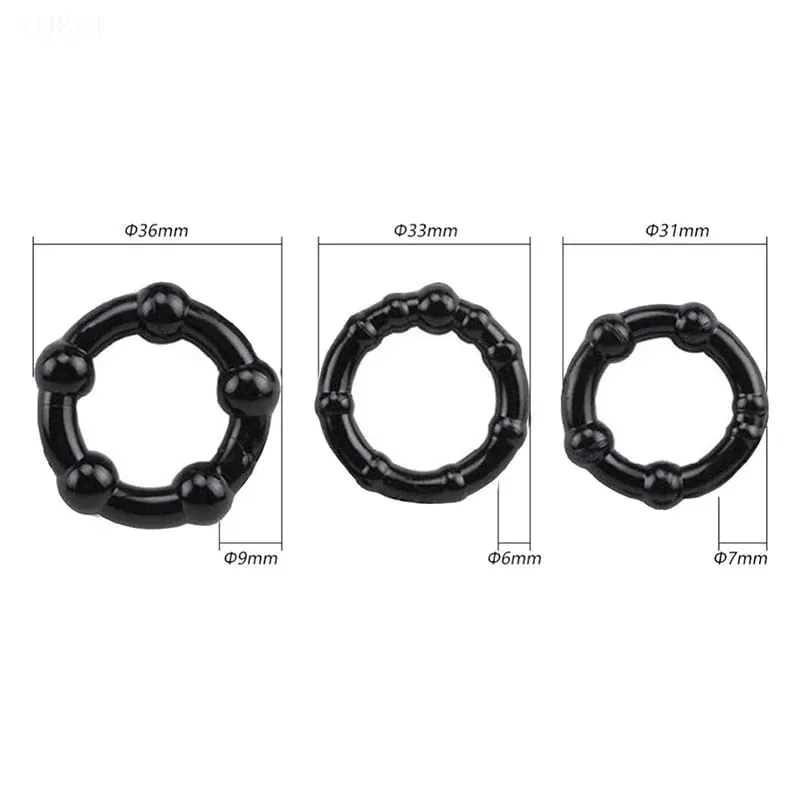 3 Pcs/Set Cock Ring Delay Ejaculation Adult Toys For Men Dick Enlargement Silicone Penis Ring Male Sex Toys Stronger Erection — image 5