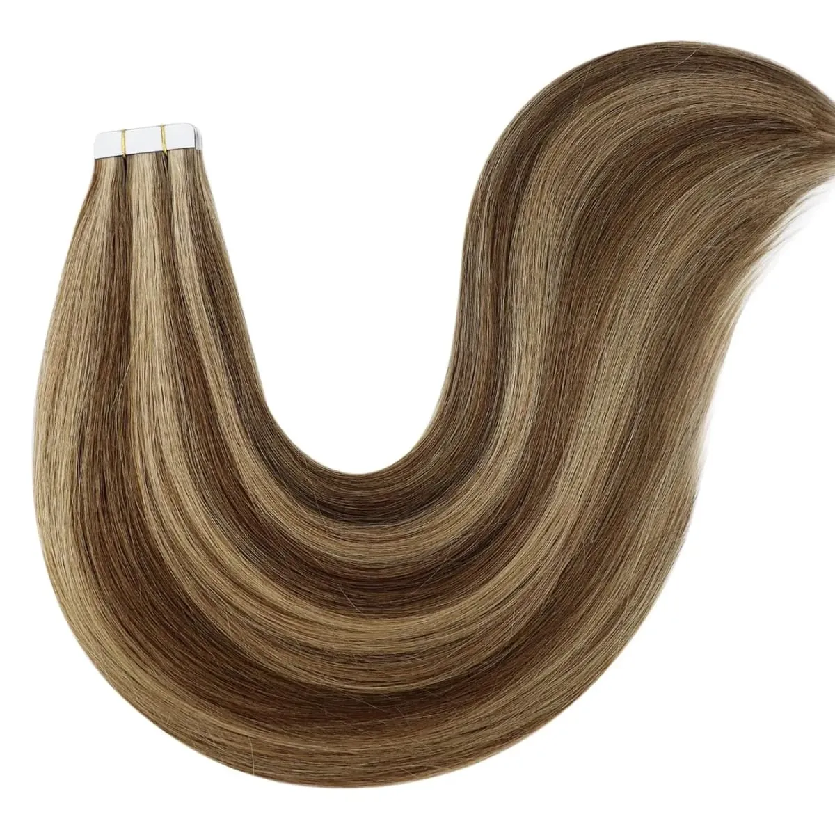 Straight Tape In Hair Extensions Real Human Hair Seamless Tape In Human Hair Extensions 50Gram 20Pcs Invisible Brown Tape Ins — image 7