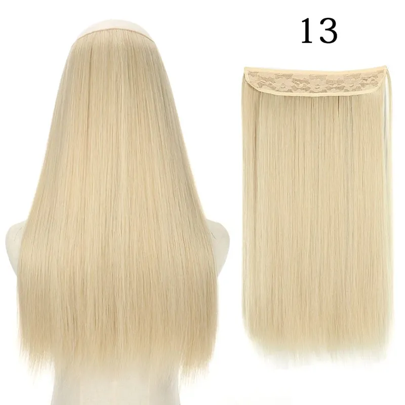 Συνθετικά Long Straight No Clip Invisible Line Hair Extensions 40 55 80cm Φυσικό Καστανό Ξανθό Fake Hairpiece για Γυναικεία — image 16
