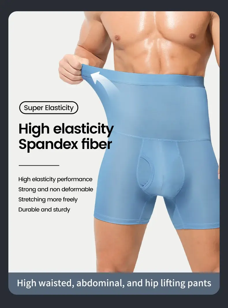 3PCS Men's sports underwear: high-waisted, belt-cinching, lengthened, anti-leg chafing, waist-protecting, flat-angle shorts — image 16