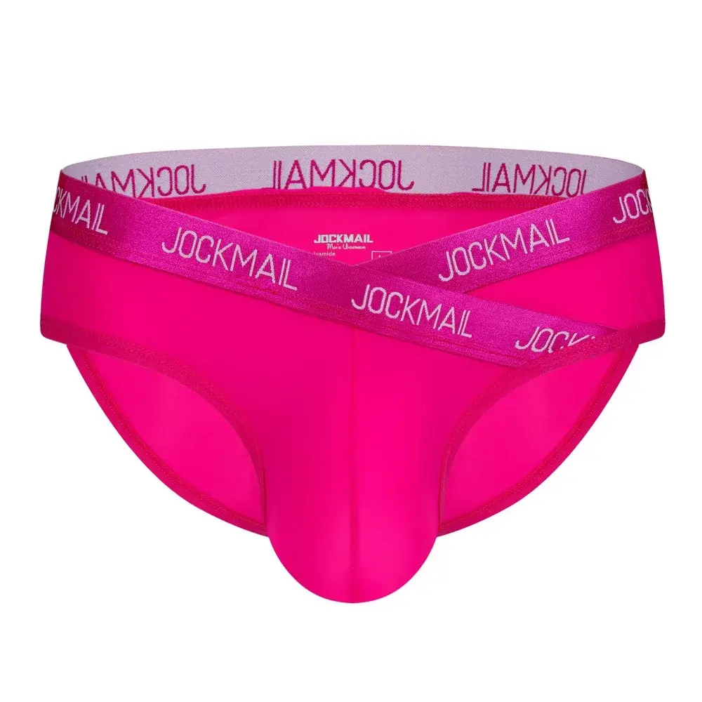 Jockmail Mens Underwear Low Waist Sexy Letter Sports Breathable Summer Ice Silk Briefs Malaking Bag Nylon Solid na Kulay na Panti ng Lalaki — image 3