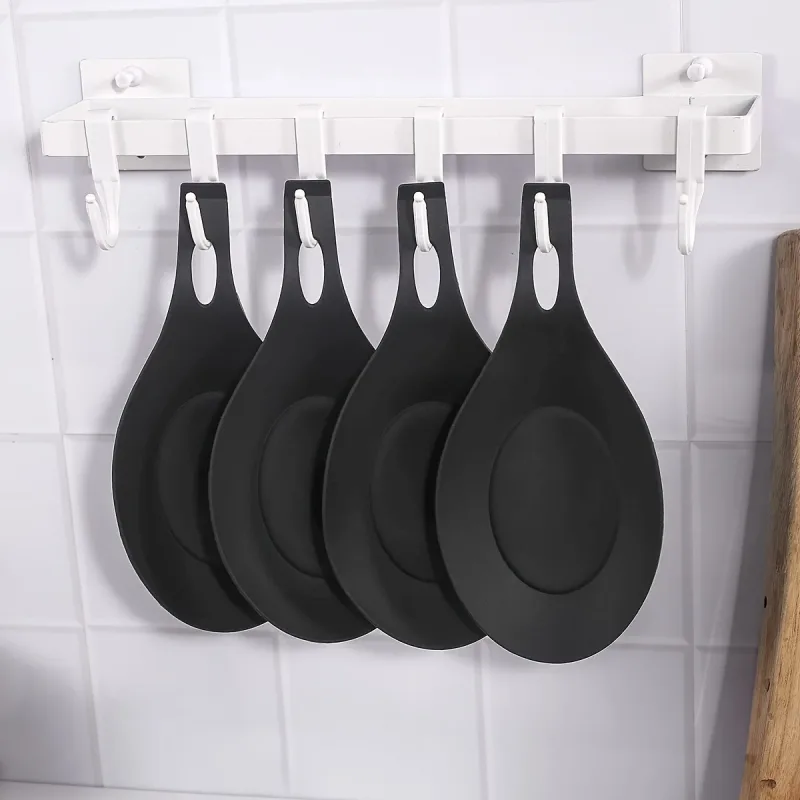 Repose-cuillère en Silicone, support de spatule, ustensiles résistants à la chaleur, plateau de napperon, outils de cuisine, accessoires de cuisine, 1/4 pièces — image 5