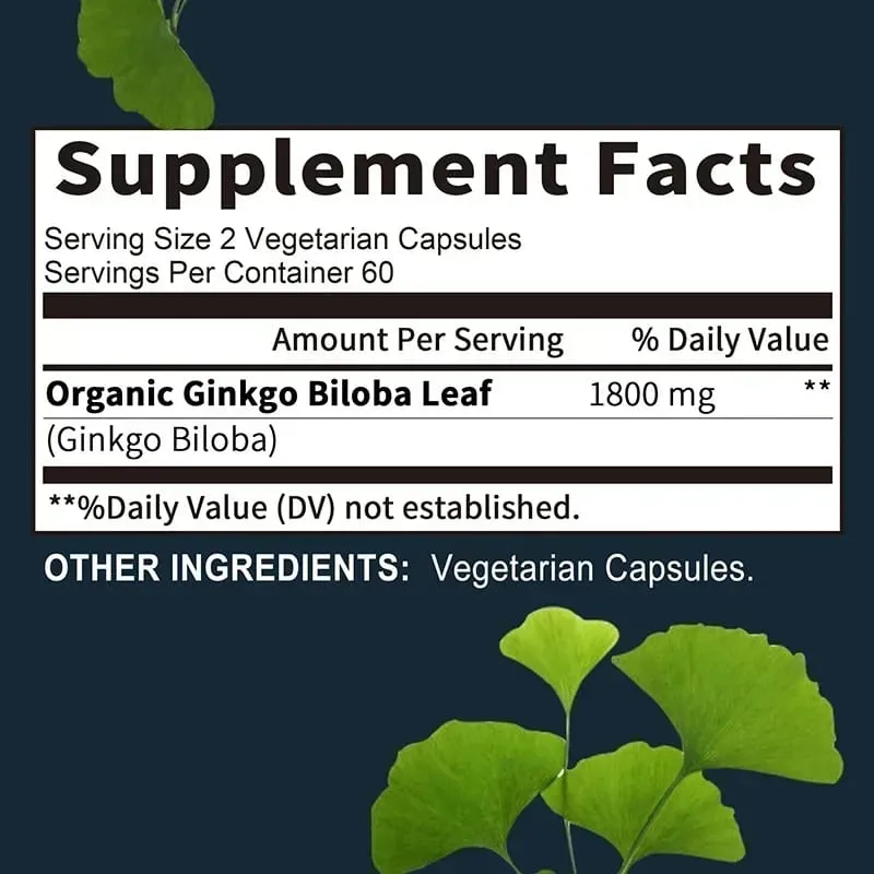 Συμπλήρωμα Ginkgo Biloba - Η μνήμη και η μάθηση προάγουν την υγεία του εγκεφάλου Βελτιώνουν τη διαύγεια Βελτιώνουν τη συγκέντρωση Συμπλήρωμα — image 3