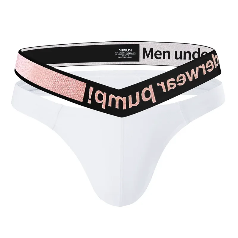 Trendy Little Triangle Men's Youth Low Waist Close Fit Hip Lift Elastic Band Pink Gradient V-neck Hanging — image 3