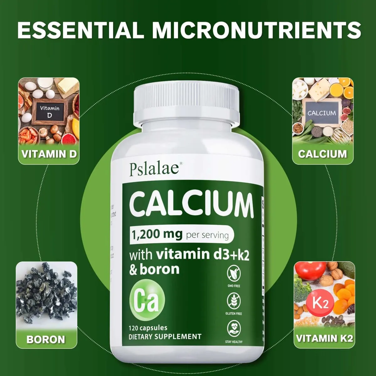 Calcium Supplement - Promotes Calcium Absorption Boosts Energy Strong Bones Supports Heart & Muscle Health Non-GMO — image 3