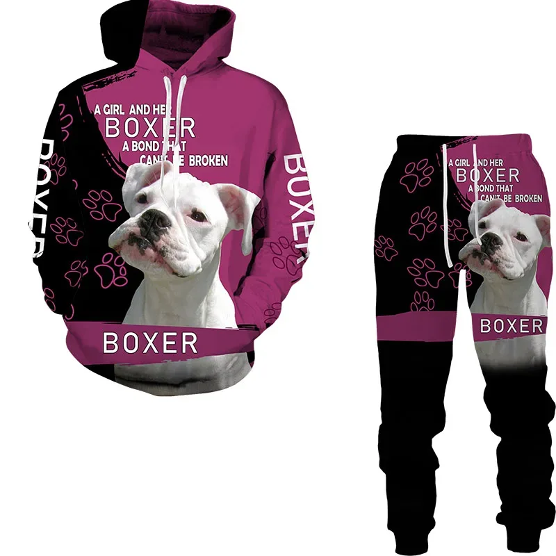 Funny Dog Animal 3D Printed Hoodie Suit Men Autumn Casual Sweatshirts Sweatpants Fashion Two Piece Tracksuit Set Men's Clothing