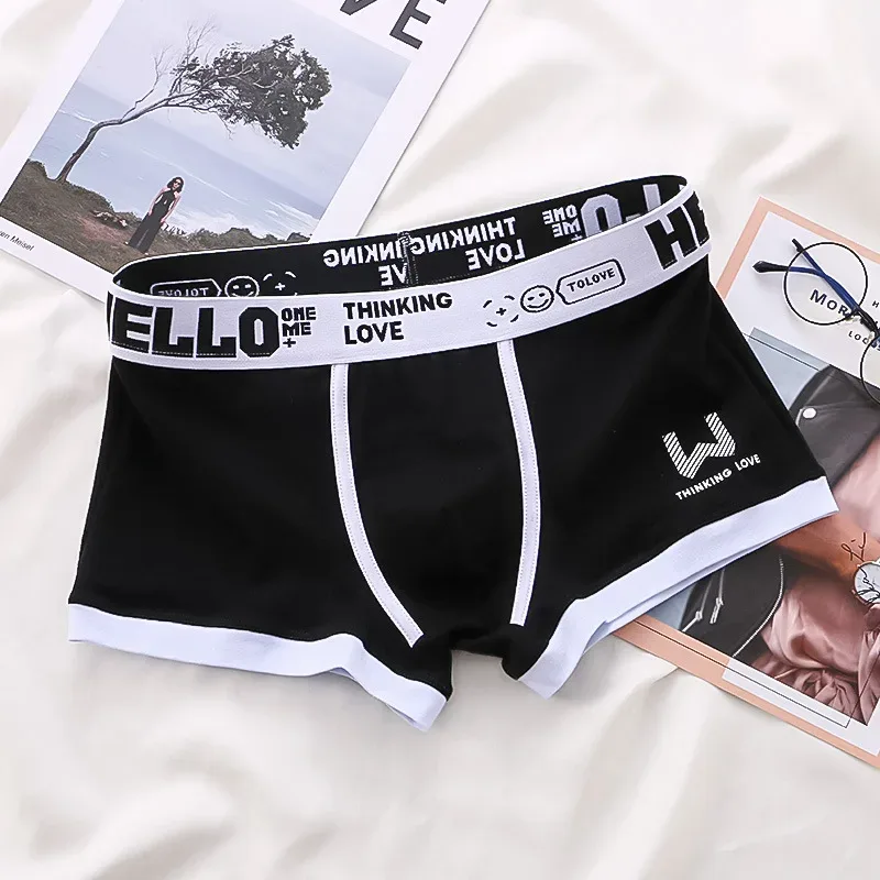 1st män boxershorts i bomull Trosor Underkläder3 färger L XL 2XL 3XL Mjukt brevbälte Andas Mjukt Mode Sport