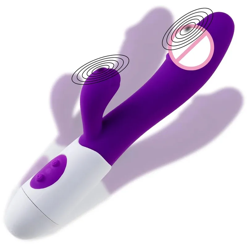 Silicone G-Spot Rabbit Vibrator Dual Vibration Clitoral Massager 10 Speeds Επαναφορτιζόμενο αδιάβροχο σεξ παιχνίδι ευχαρίστησης για γυναίκες