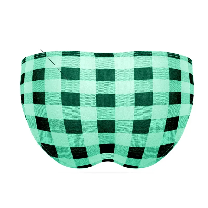 Mode Rutigt Underkläder Bomull Mjuk Elastisk Herrtrosa Andas Bekväma Ungdomkalsonger Herr Sexiga U Bulge Pouch Trosor