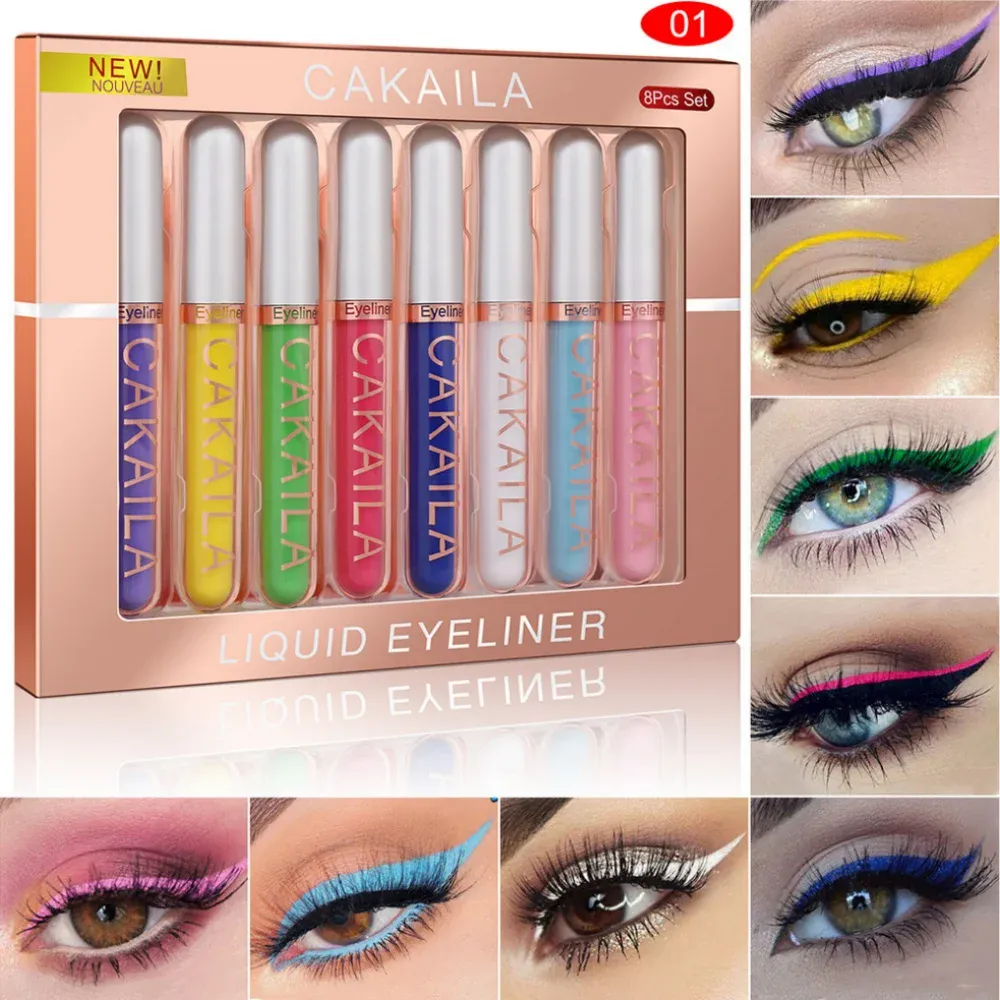 8 színű készlet vízálló szemceruza tollak hosszan tartó csillogó és színes szem smink kozmetikumok Beauty matt szemceruza ceruza készlet — image 2