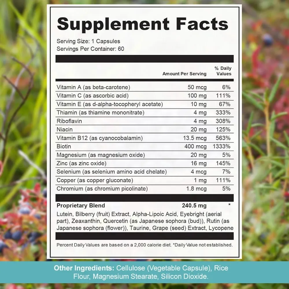 Látást támogató kiegészítő – lutein zeaxantin kvercetin A-vitamin cinkkel és fekete áfonyával – támogatja a vizuális tisztaságot, Focus 60 kapszula — image 6
