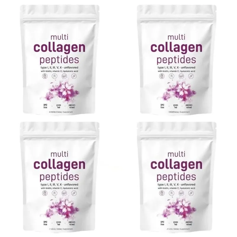 Multi Collagen Peptides I II III V típusú por biotin C-vitaminnal és hialuronsavval támogatja a bőrt, haj körmöket férfiaknak, nőknek — image 10