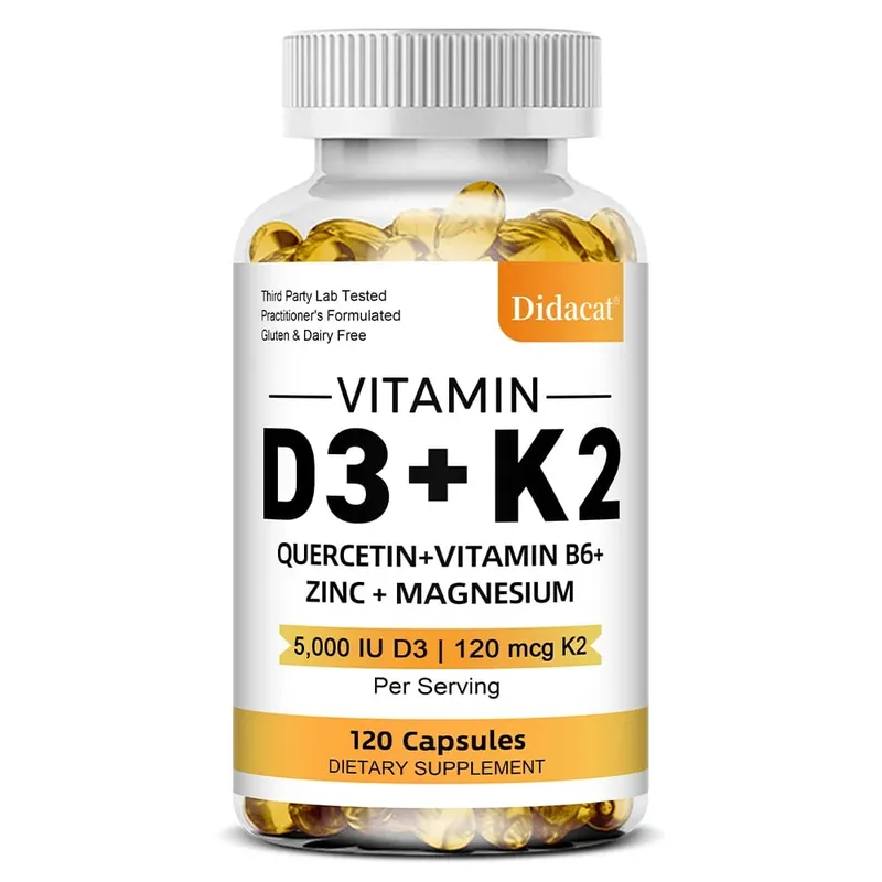 D3 + K2 Vitamin Dietary Supplement - Bone and Heart Health Support Help Regulate Calcium Metabolism - 120 Softgels — image 9