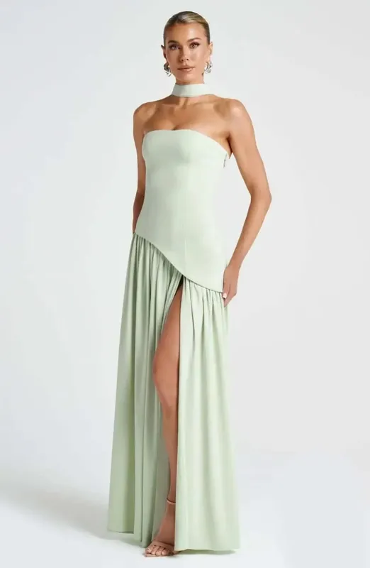 Solid Spliced Ribbon Maxi Dress Women Elegant Strapless Sleeveless Slit Long Dresses 2025 New Summer Holiday Party Lady Vestidos — image 12