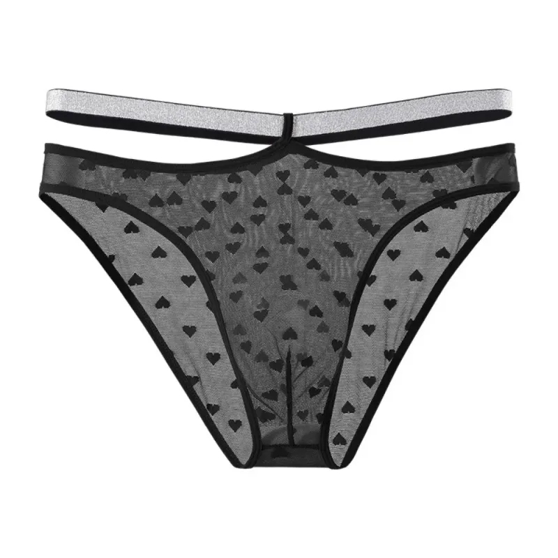 Underpants Lingerie Men's Triangle Panties Mesh Love Heart Men Thin Briefs Large Size Mid Waist Underwear for Men Men