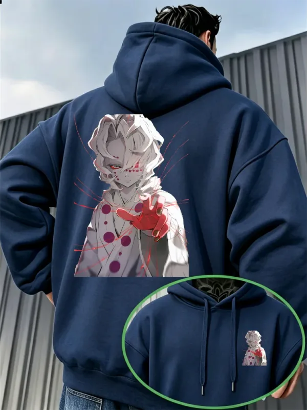 Bandai Demon Slayer Men's Hoodie Rui (Spider Demon) Print High-Quality Warm Autumn/Winter Casual Pullover Sweatshirt — image 7