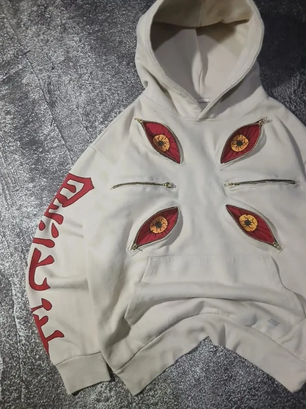 Punk seis olhos kokushibo multi zíper hoodies design legal moletom y2k streetwear oversized casual moda casais anime moletom com capuz — image 6