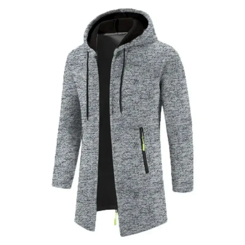 Bagong Mens Long Sleeve Hooded Sweater para sa Mga Lalaki Zipper Sweatshirt Oversize Streetwear Warm Solid Color Autumn Jacket Hoodie Men — image 9