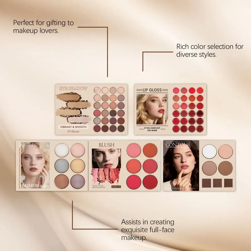 Όλα σε ένα σετ μακιγιάζ Natural Pigment Ρουζ σκιάς ματιών με Highlight Lip Gloss Full Face Cosmetic Kit Daily Party Beginner — image 4