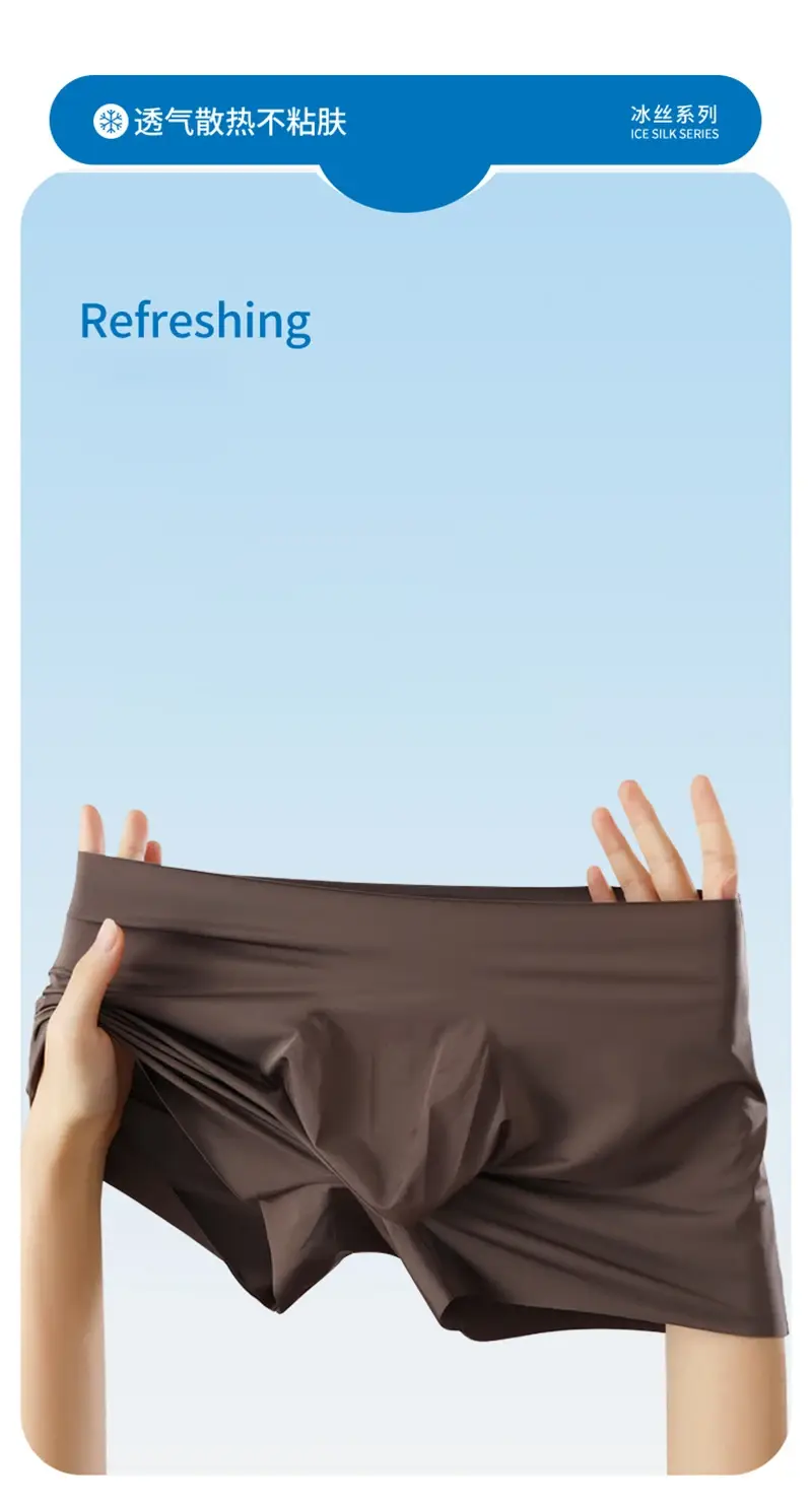 3d bolsa de secagem rápida calcinha masculina boxers de seda gelo sem costura sexy roupa interior homme homem ultra-fino respirável boxer shorts — image 3