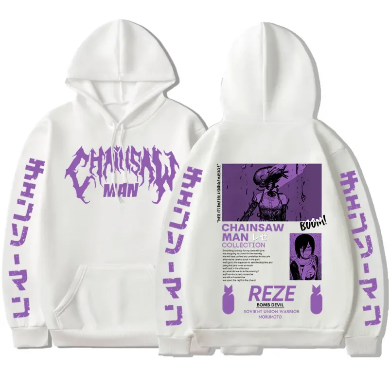 Anime Chainsaw Man Reze Harajuku Manga Graphic Hoodies Vintage Oversized Hooded Long Sleeves Cotton Hoodie Men Women Clothes — image 5