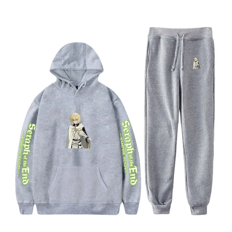 Harajuku Comfortable Seraph of the End Print Sweatshirt Sweatpants Suit Hoodies+ Pantalon Suit Boys/Girls 2 Piece Set na Damit