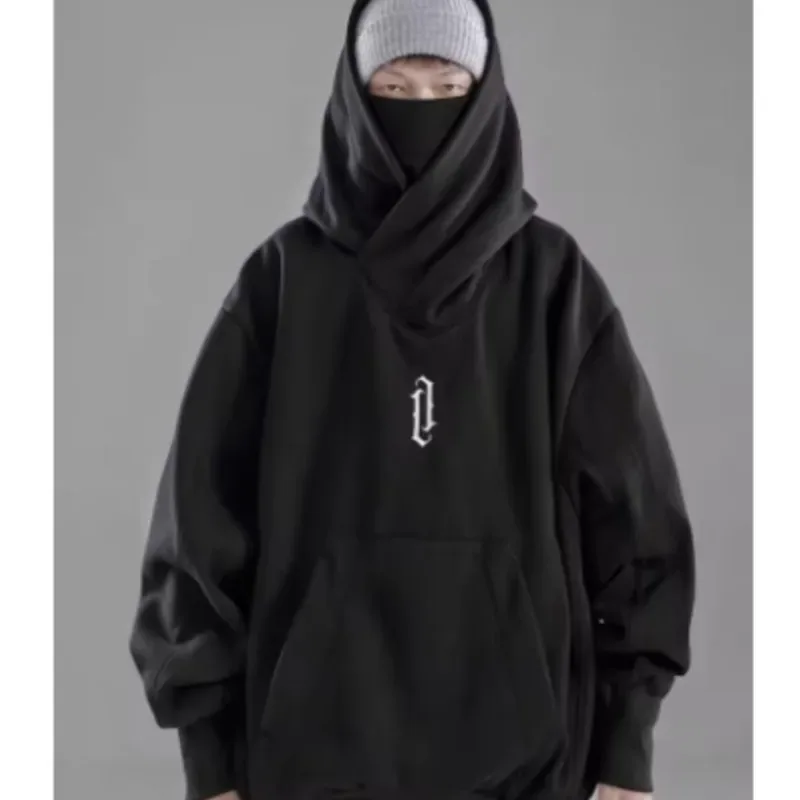 Moletom de gola alta bordado oversized y2k masculino feminino com capuz japonês ninja hoodies outono hip hop velo bolso streetwear — image 5