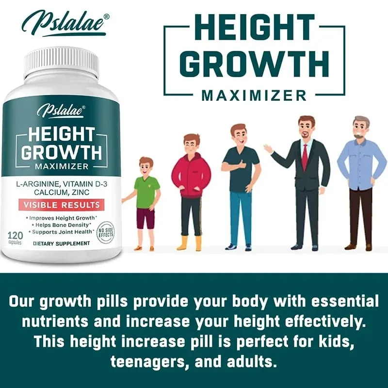 Height Growth Supplement With Vitamins and Calcium Zinc Improves Bone Strength Natural Promotes Growth Improve Immunity Vegan