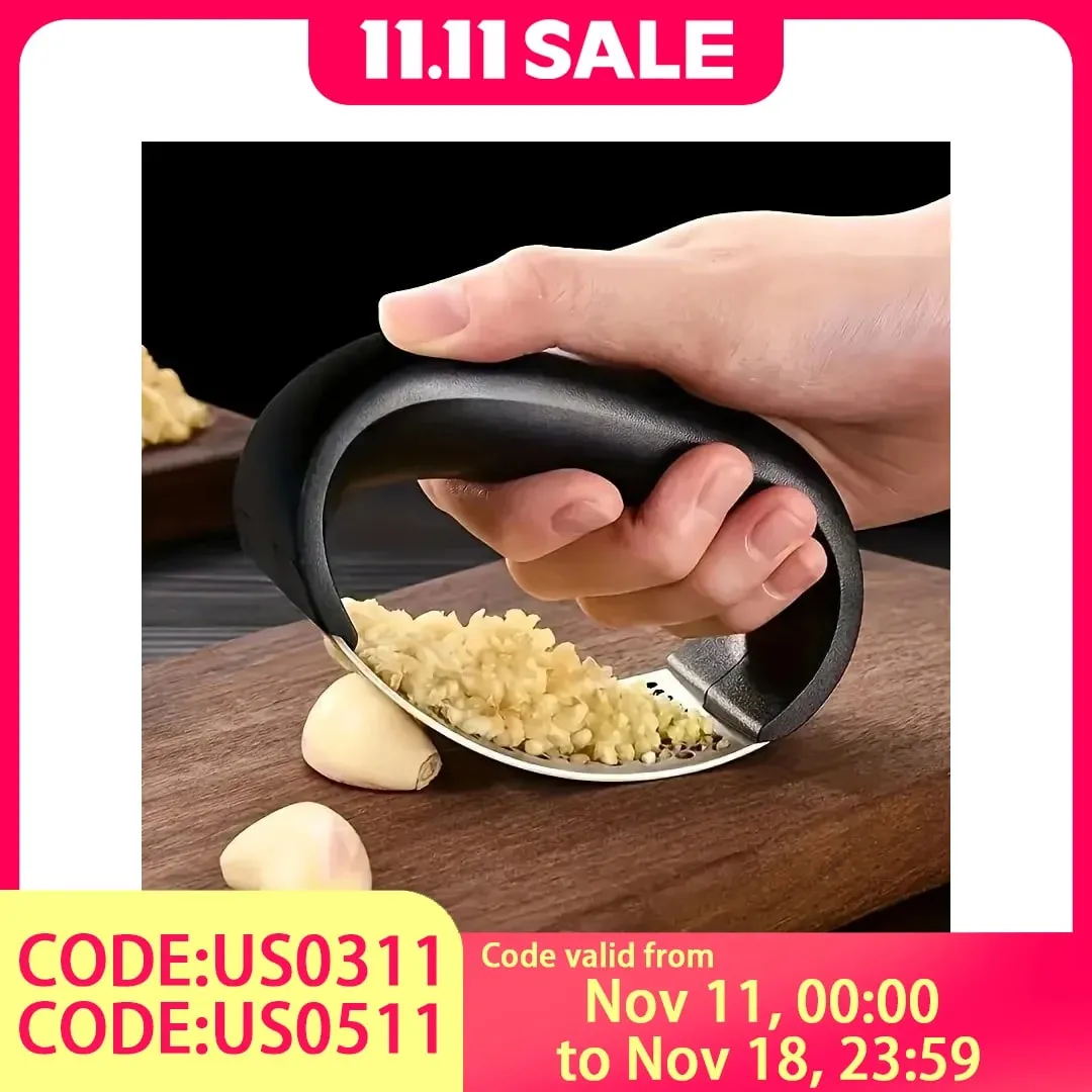 Stainless Steel Garlic Press – Metal & Plastic One-Press Design Easy to Clean Effort-Saving — image 2